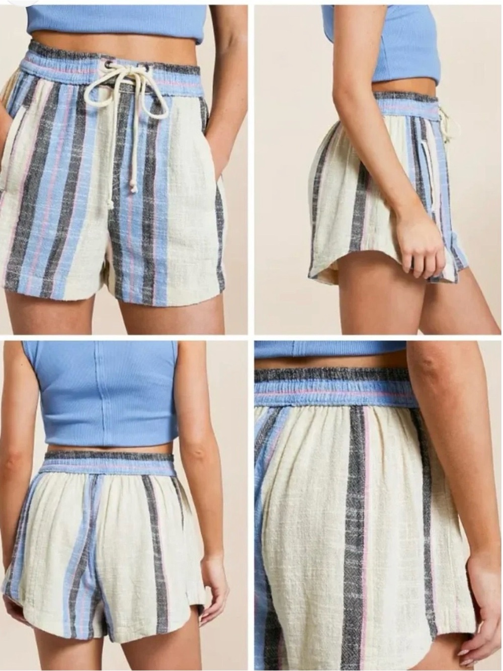 Free People Kalli Board Shorts Women's S 100% Cotton High Rise Coastal Beachy - Picture 5 of 9